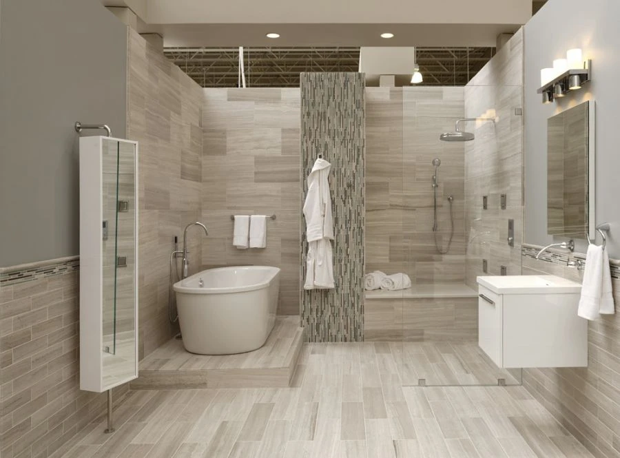 Wooden white marble bathroom Wooden white marble bathroom